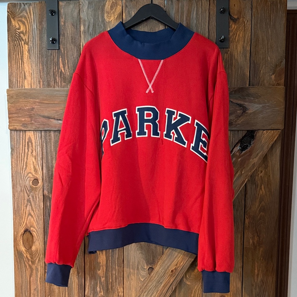 Parke red white and blue mockneck